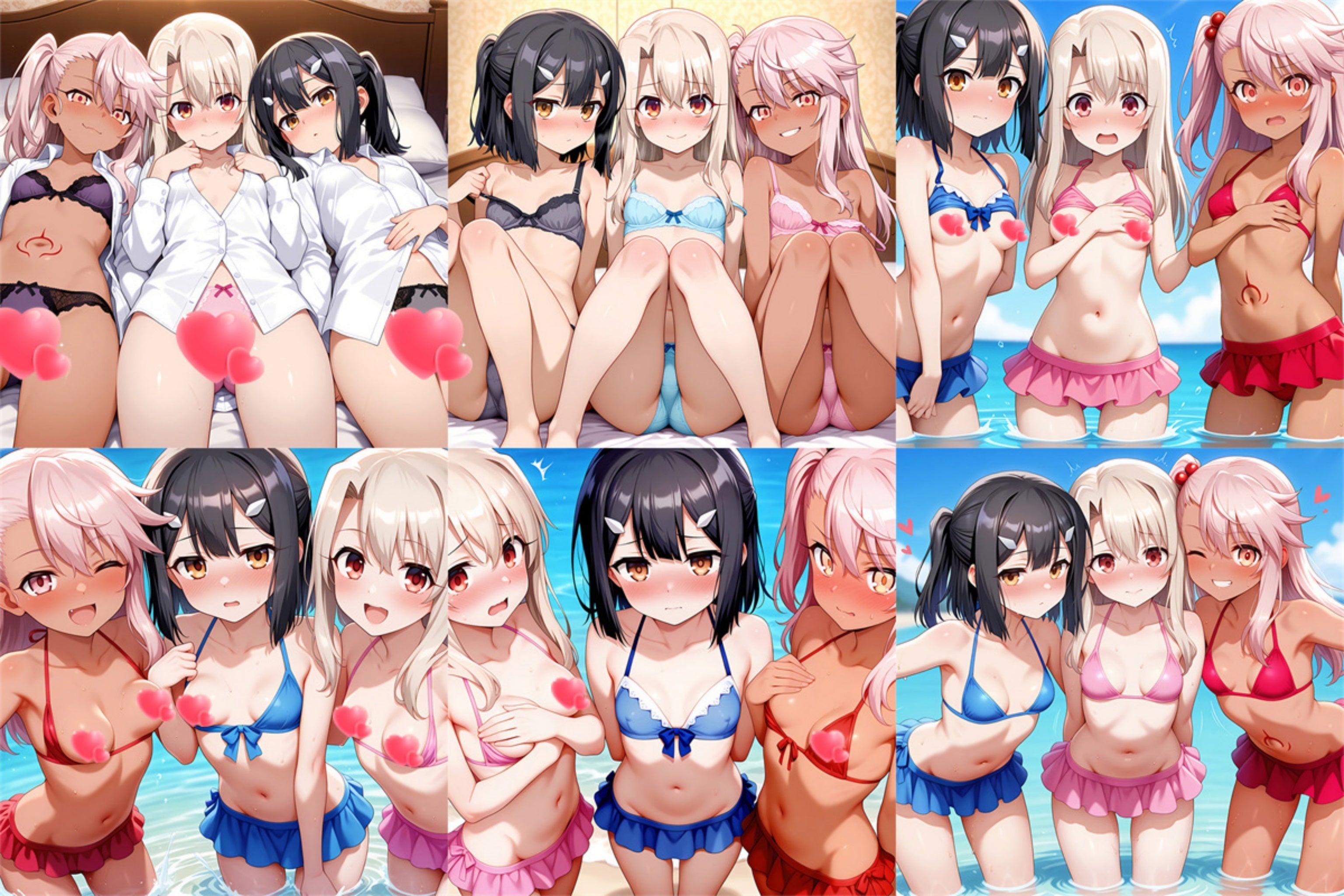 Illyasviel, Chloe, Miyu (Gruppenfoto-Ver.) - Anime aufblasbare Würfel Fan-Art Edition