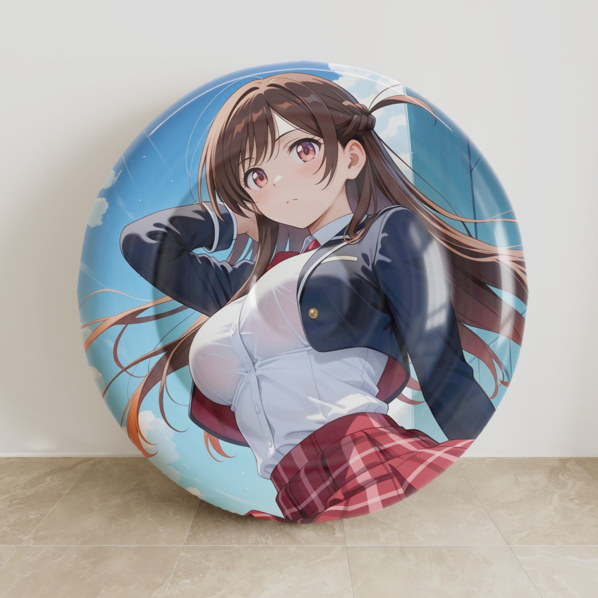水原千鶴 C - アニメ空気注入式円形クッション ファンアート版