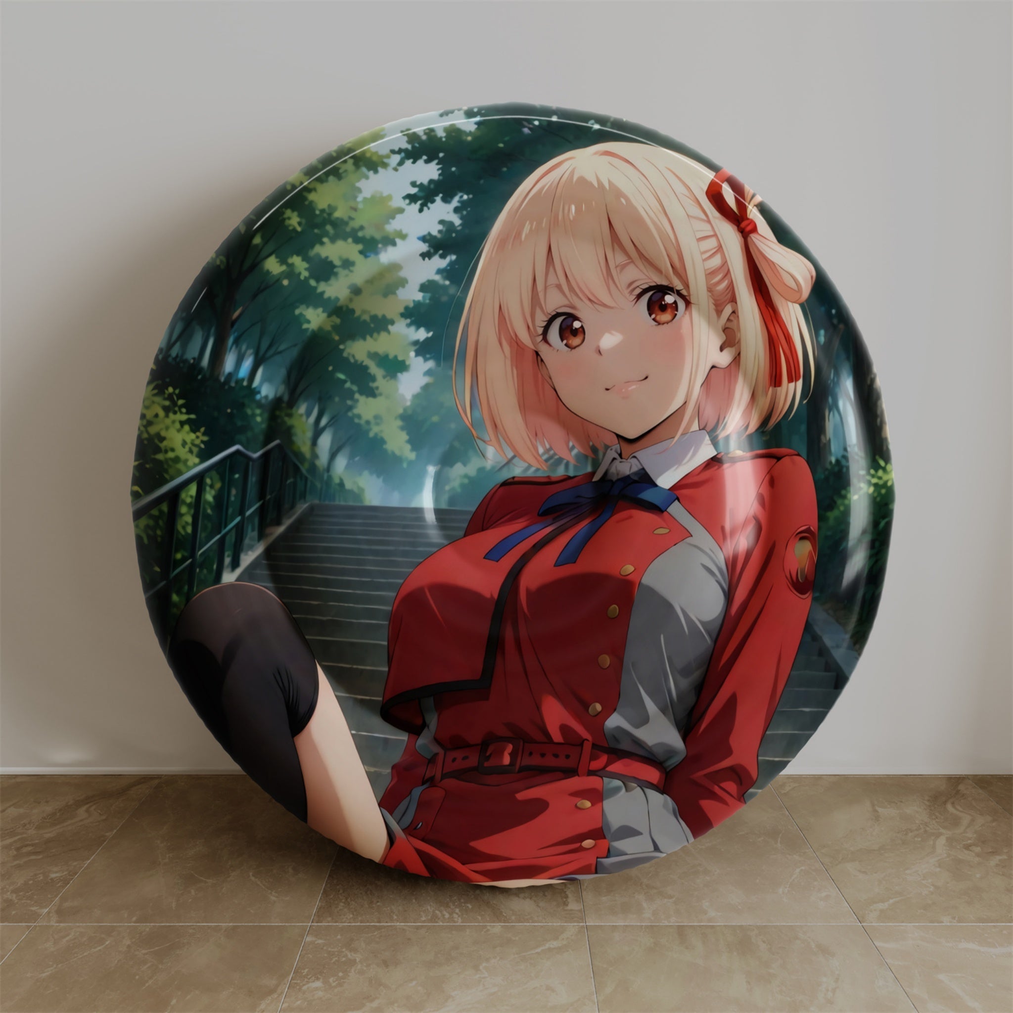 錦木千束 B - アニメインフレータブルラウンドクッション ファンアートエディション
