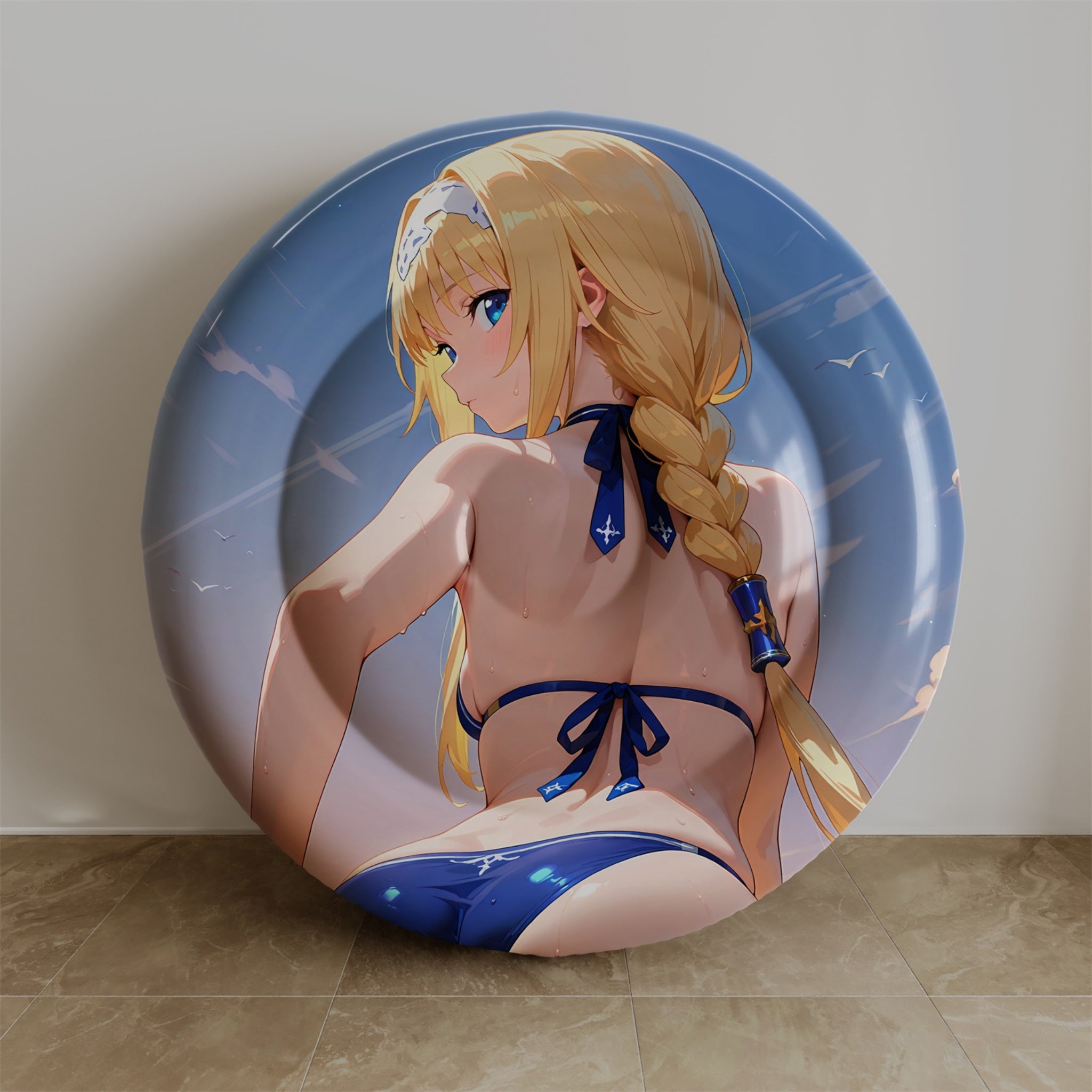 Alice Zuberg (Badeanzug-Version) – Aufblasbares, rundes Anime-Kissen, Fan-Art Edition