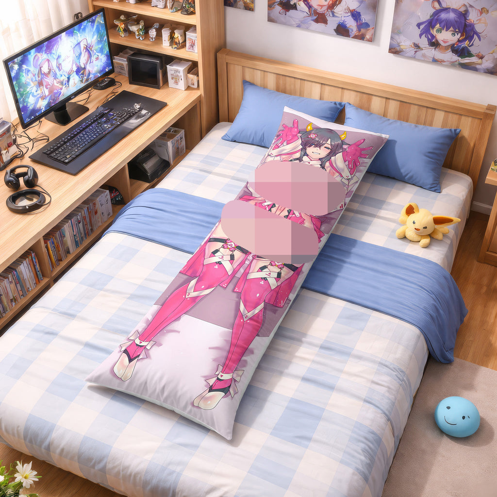 Schwarzhaarige Kuh-Schreinmädchen – AnimePillow Fan-Art Edition