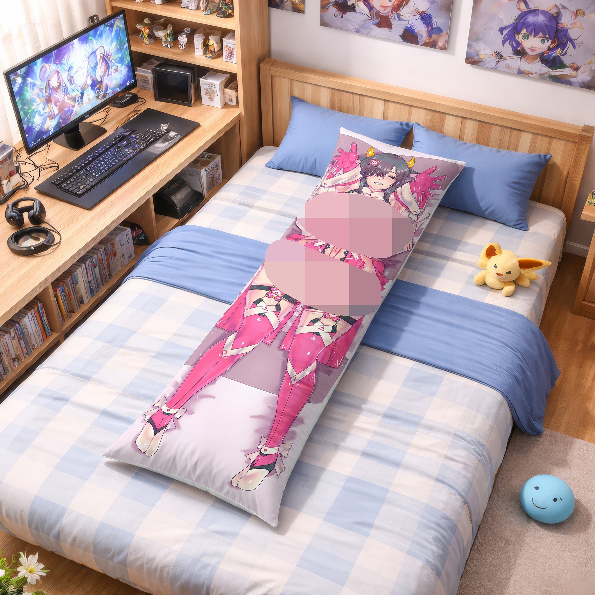 Schwarzhaarige Kuh-Schreinmädchen – AnimePillow Fan-Art Edition